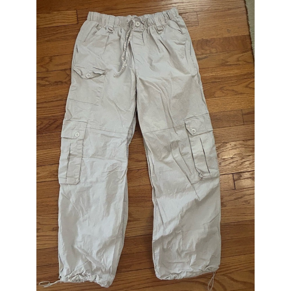 Rachel Paige Cargo Parachute Pants Tan Womans SZ L